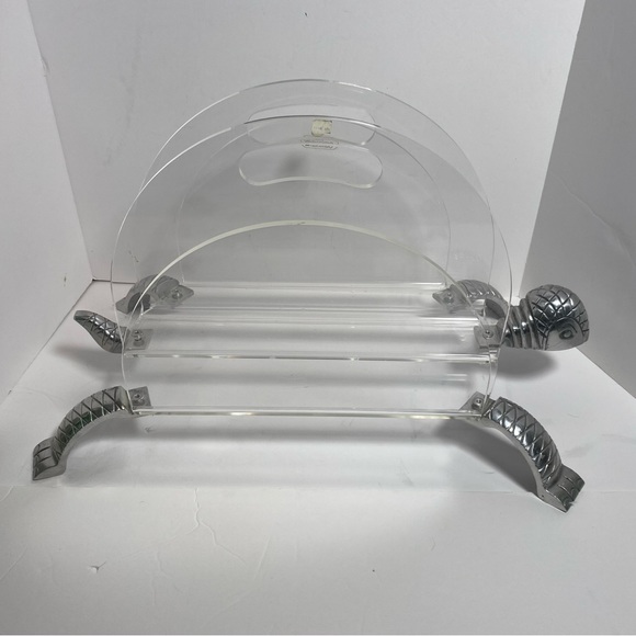 Vintage Arthur Court Grainware Turtle Magazine Rack Lucite modern Decor Metal